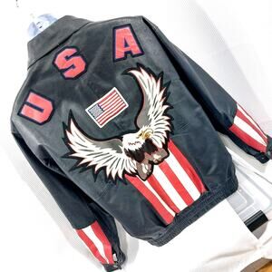 VINTAGE OSCAR PIEL! HOT BLACK GENUINE LEATHER, AMERICA BIKER/MOTO JACKET! SZ L